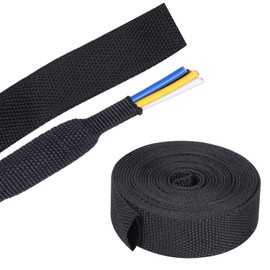 FOURUB 2:1 Ratio Flexibility Heat shrinkable Braided Sleeving Fabric High Temperature Wiring Cable Harness Abrasion Protector Sleeve (1"-15ft)