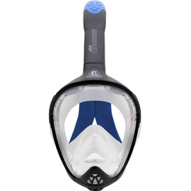 CRESSI Unisex Adult Java Full Face Snorkel Mask, Black/Blue, L/XL