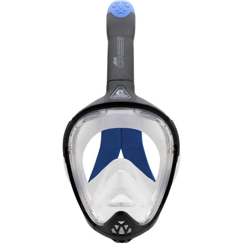 CRESSI Unisex Adult Java Full Face Snorkel Mask, Black/Blue, L/XL