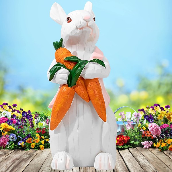 BSOON Decoración de Conejo de Pascu, Conejo Blanco de Pascua, Decoraciones de Conejo de Pascua es Adecuado para Parejas, familias, Mesa, Fiesta, Regalos, Decoración del Hogar de Primavera (rábano)