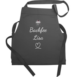 Geschenk mit Namen personalisiert by Shirtracer - Apron - Baking Apron for Women - Backfee with Name I Gift Ideas for Women I Birthday I Christmas I Mother's Day, 2 anthracite