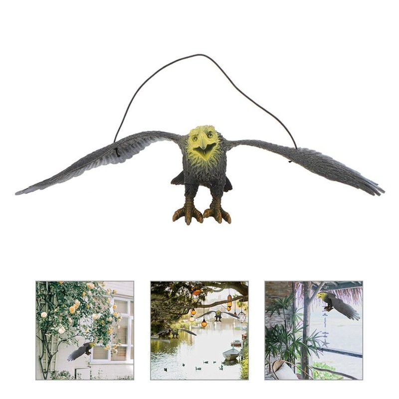 STOBAZA Owl Decoy, Lifelike Flying Hawk Decoy with Hanging Strings,