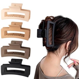 Flomiara 4 x Haarspangen für Damen, große Haarklammern, Kunststoff, quadratisch, geeignet für dickes Haar, große, starke Klauen zum Stylen, 10,5 cm Haarspange, leicht, niedlich für Damen, Mädchen