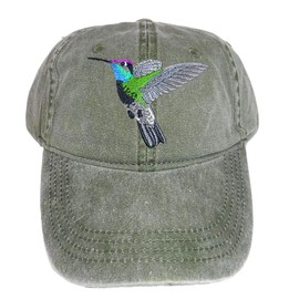 Eco Wear Magnificent Hummingbird Embroidered Cotton Cap Green