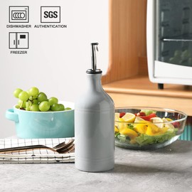 SWEEJAR Porzellan Olivenölspender Flasche, Blickdichte Ölmenge schützt Öl zur Reduzierung der Oxidation, 467ml (Grau)