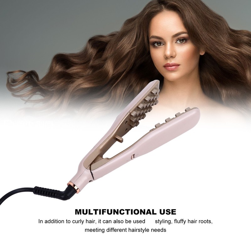 Flat Curling Iron 45W Pink Negative Ion Hair Crimper Waver