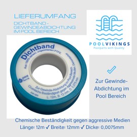 Dichtungshelden Schluss mit Zugluft im Haus Sealing Tape for the Pool Area - Thread Sealing - 100% Pure Unsintered PTFE