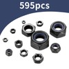 595 Piece Hex Nut Set, Carbon Steel Self-Locking Nut, Nylon