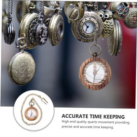 LIFKOME Wooden Quartz Pocket Watch Vintage Antique Watches for Men Retro Pocket Watch Quartz Pocket Watch with Chain Wood Pocket Watch Mechanical Pocket Watch Case Material: Wood