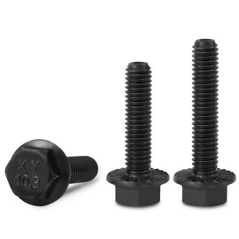 VGBUY M10-1.5 x 35mm Flanged Hex Head Bolts,Class 10.9 Black Zinc Plated,Fully Threaded,Black External Flange Hex Drive Screws,Pump,Fix Car,DIY Project(13Pcs)