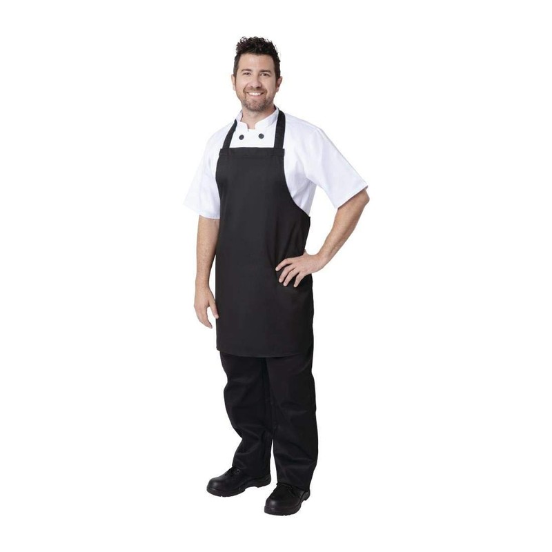 NISBETS Essentials Bib Aprons in Black Polycotton with Long Ties