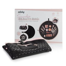 Minky Scrunchie Beauty Bag, Non Slip Base, Accessory Pocket, Ideal for Hair Dryers and Curling Tongs