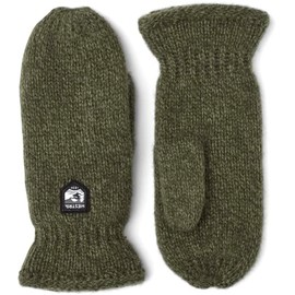 HESTRA Basic Wool Mitt Olive Green - 7, olive