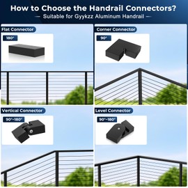 Gyykzz Black Corner Connector 100mmx100mmx23mmx53mm for Aluminum Handrail, 90 Degree Fitting for Top Railing, POM Accessories for Cable Railing Corner