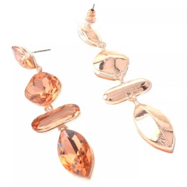 neXxtten Rose Gold Tone Metal Peach Crystal Post Earring ER2368-PCH