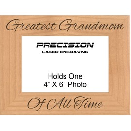 Grandma Gift Greatest Grandmom of All Time Engraved Natural Wood Picture Frame Mothers Day