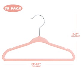 MangoKit Kids Velvet Hangers 30 Pack, 11 Inch Size Non-Slip Baby Hangers, Space-Saving Nursery Hangers, Perfect Infant/Toddler Clothes Hangers for Daily Use(Pink)