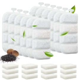 Veehoo 12 Pack Replacement Filters & 12 Pack Pre-Filter Sponges Set for 2.4Gal Dog Water Fountain, 6 Months Set of Replacement Filters for Dog Water Dispenser