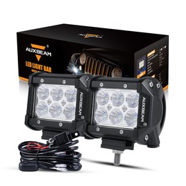 Auxbeam 4" LED Pods 18W LED Light Bar Flood Beam LED Off Road Driving Lights with Wiring Harness for SUV ATV UTV Trucks Pickup Jeep Lamp (Pack of 2)