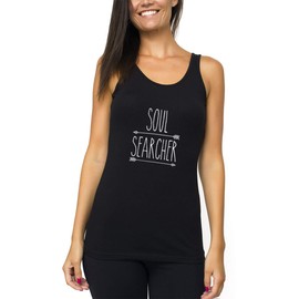 Organic Cotton Yoga Tank Tops. Yoga Shirts for Women. Black Soul Searcher Medium.