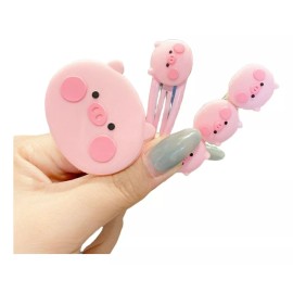 Miry Pink Cerdito Pinza Pelo Pig Set De 3 Cabello Broche Puerquito