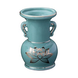 Nakamurashoji Flower Floor, Green, 2.8 x 2.8 x 4.3 inches (7.2 x 7.2 x 10.8 cm), Celadon Gold Lotus Buddha Flower, 3.5 inches (Medium)