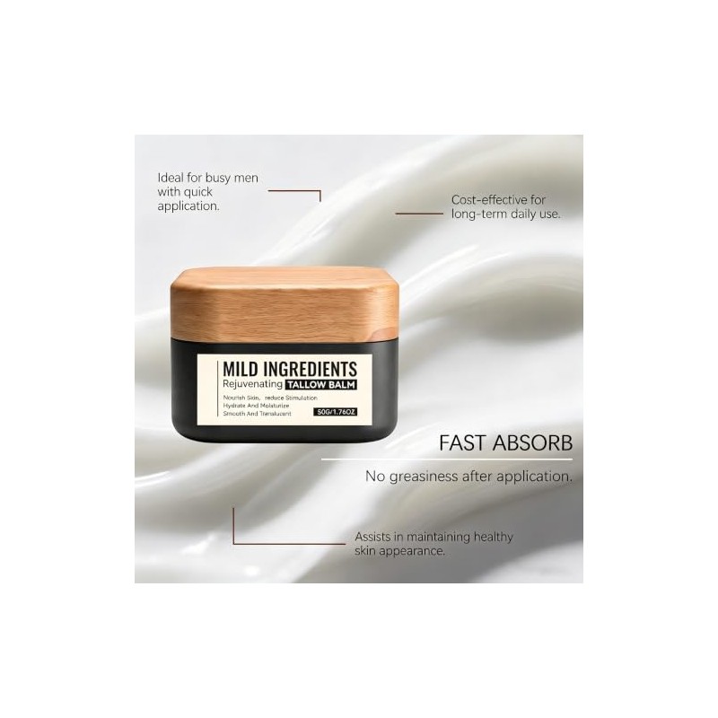 Rejuvenating Tallow Balm for Men, Deep Moisturizer for Dry Skin