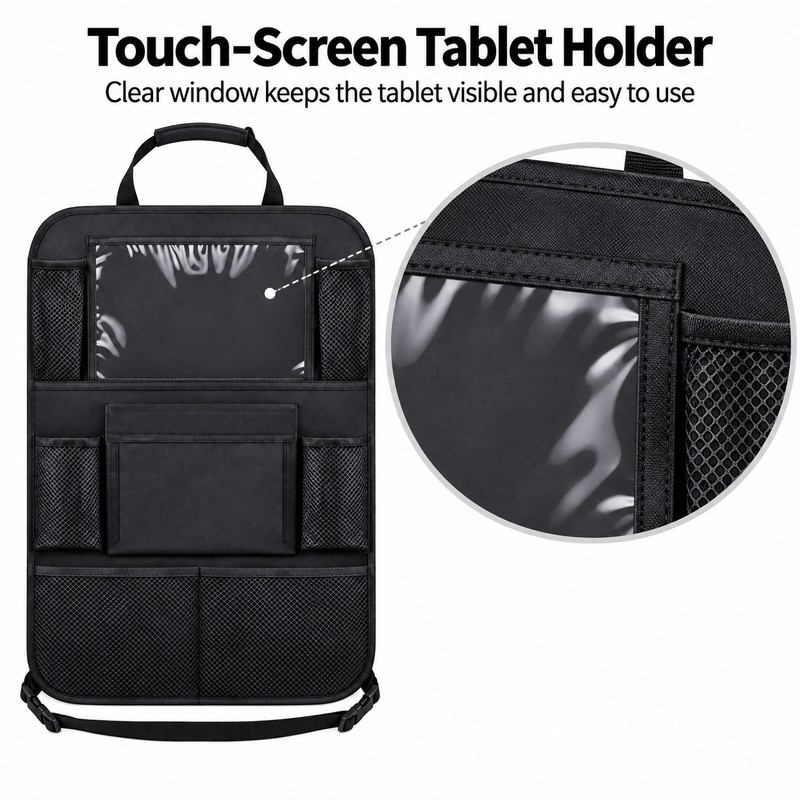 Car Backseat Organizer for Travel – Foldable Storage Pockets with