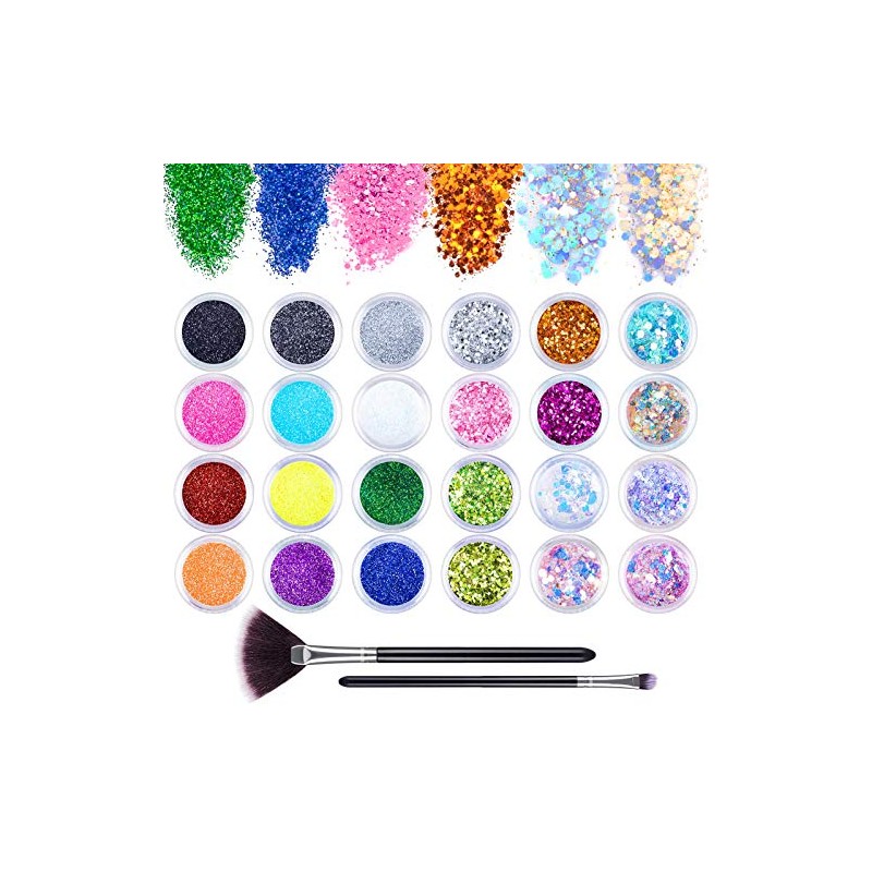 24Pcs Nail Glitter Powder, Nail Art Sequins Holographic Glitters, Cosmetic