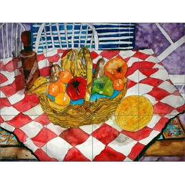 "Fruit Still Life III" by Derek McCrea - Artwork On Tile Ceramic Mural 12.75" x 17" Kitchen Backsplash