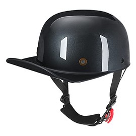 Woljay Vintage Retro Open Face Motorcycle Helmet Baseball Cap Half Helmets Men Women for Moped Cap Jet Scooter Street Cruiser - DOT Certified (Medium, Smoke)