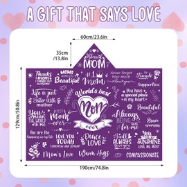 Best Mom Ever Mothers Day Birthday Gifts for New Mom Mother in Law Wife from Son Daughter Husband Fleece Blanket Hoodie(Purple)
