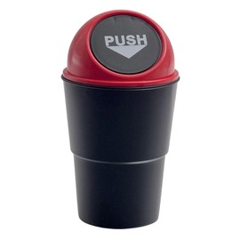 schone Car Mini Trash Bin – Compact Plastic Waste Container with Swing Lid – 17cm Tall Travel Rubbish Bin for Cars, Vans, and Trucks (RED)