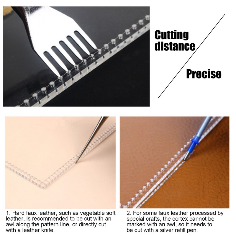 3Pcs Acrylic Template Card Bag DIY Passport Holder Leather Pattern
