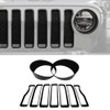 9PCS Grille Inserts Headlight Cover Kit Fitment for Jeep (2020-2023) Gladiator JT (Black, JT)