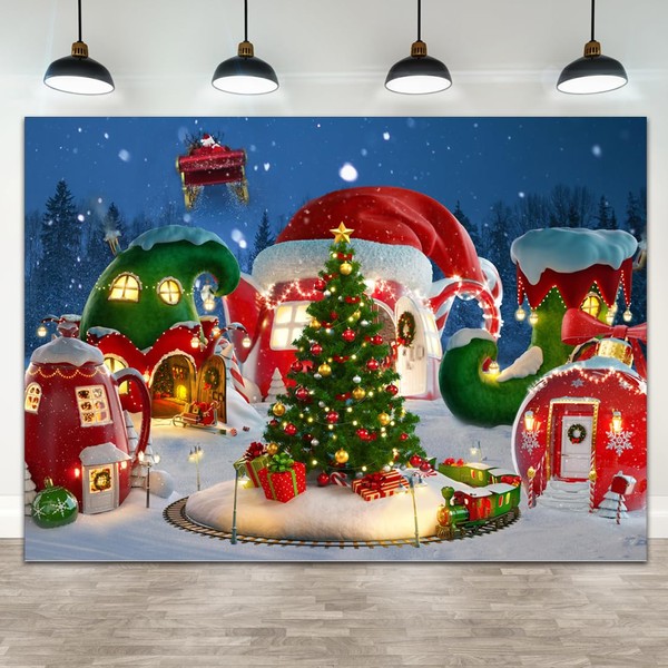 Wollmix Christmas Whoville Decorations Photo Backdrop for Photography Winter Xmas