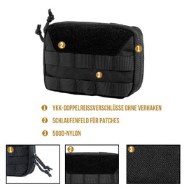 OneTigris Molle EDC Bag, Cordura Nylon Military Tool Bag Tactical Accessory Bag for Gadget Utility Outdoor, Sports, Hiking Multi-Way Packaging., black