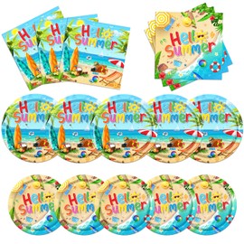 60Pcs Beach Plates and Napkins Set Beach Party Supplies Summer Plates and Napkins Hawaiian Luau Tableware Tropical Party Supplies Surfboard Party Decor Beach Party Decorations
