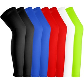 Yihurlm 8Pcs Compression Leg Sleeves,Full Leg Compression Sleeve,UV Long Knee Sleeve for Men Women Running Cycling,Multicolor