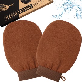 Exfoliating Mitt x2 Pack – Kessa Hammam 100% Viscose Body Scrubber Gloves (150D) for Deep Skin Exfoliation & Fake Tan Removal