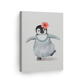 Smile Art Design Cute Animals Watercolor Paint Penguin Wall Decor CANVAS PRINT Kids Room Decor Wall Art Baby Room Decor Nursery Decor Ready to Hang Made in the USA- 17x11