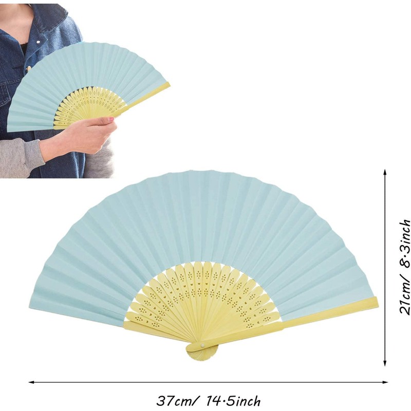 Woohome Folding Fans White Paper Hand Fan Bamboo Fan for