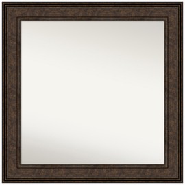 Amanti Art Bronze Bathroom Mirror for Over Sink, 30x30 Custom Made Ridge Bronze Square Vanity Mirror, Medium Traditional Wood Frame, Hangs Horizonally and Vertically, Wall Decor from WI, USA