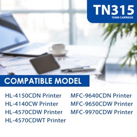 TN315 TN-315 Toner Cartridge Compatible High Capacity Replacement for Brother TN315 TN336 TN331 TN310 Toner for MFC-9970CDW HL-4570CDW HL-4150CDN Printer (2Black+1Cyan+1Magenta+1Yellow)