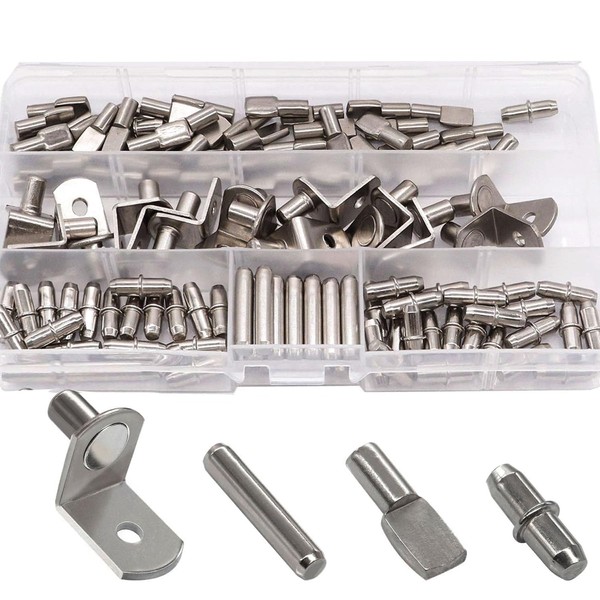 RUNCCI-YUN Pack of 120 4 Style Shelf Brackets, Stainless Steel