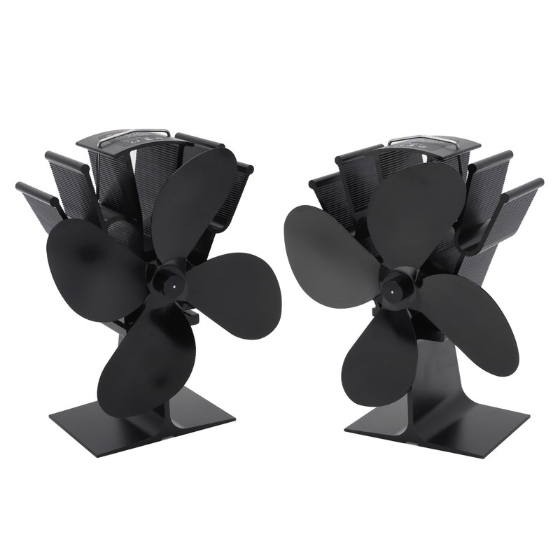 4 Blade Heat Powered Stove Fan Silent Eco Friendly Aluminium
