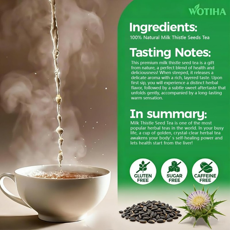 WOTIHA 60 Count Premium Milk Thistle Tea Bags - 100%