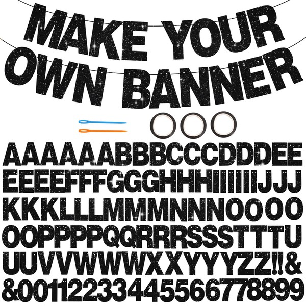 BEISHIDA 116 PCS A-Z Glitter Black DIY Letter Banner Kit