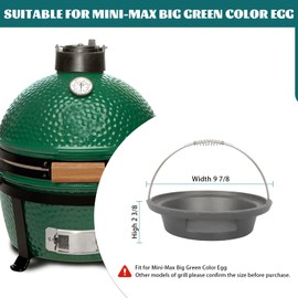 KAMaster New Cast Iron Ash Can with Handle Charcoal Ash Basket for Mini-Max Big Green Egg Accessories Must Haves Ash Basket Fits for Mini-Max Big Green Egg and Other Similar Size Grill