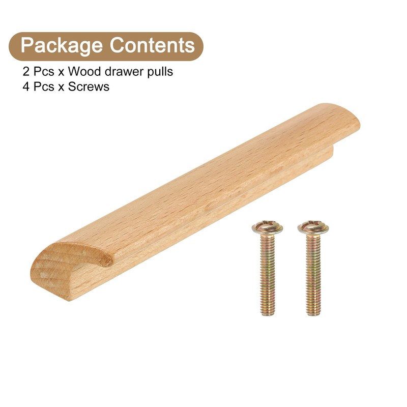 sourcing map 2Pcs Wood Drawer Pulls Handles, 64 mm/2.5" Hole